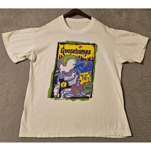 Vintage 90s Goosebumps You Cant Scare Me T Shirt White Large RL Stine 1995